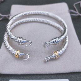 Luxe Manchetarmband voor vrouwen Designer Kabelarmbanden DY Sieraden Zilver Goud Parel Edelsteen Hoofd X-vormige Twist Manchetarmband David Y 5MM Bangle Mannen Vrouwen Geschenken