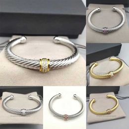 Luxe manchetarmbanden Midden vintage kristal diamant Europese en Amerikaanse retro Dikke Twist Open Designer armband trendy cadeau gouden vrouwen paar sieraden 7MM