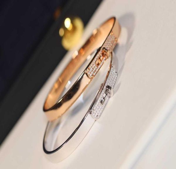 Cuff de luxe Seiko Version 925 STERLING Silver Rose Gold v Gold Simulation Drill Malf Full Diamond Bracelet Kelly Femme1891271