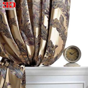 Cortina de lujo para sala de estar Persianas de plumas de pavo real Cortinas de jacquard para dormitorio Ventana china Sombreado Paneles de sombreado alto 210913