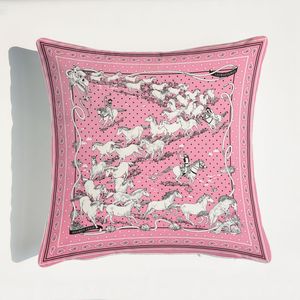 Coussin de luxe décoratif série rose housses de coussin chevaux fleurs imprimer taie d'oreiller couverture pour maison chaise canapé décoration taies d'oreiller carrées45*45CM
