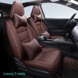Luxe aangepaste autostoelhoes voor Honda Vezel HRV XRV 14 -19 Lederen waterdichte auto interieur decoratie accessoires stoelhoezen