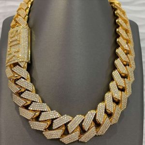 Luxe Custom volledig kapot 24 mm 4 rijen Iced Out Moissanite Diamond Miami Cuban Linik Chain