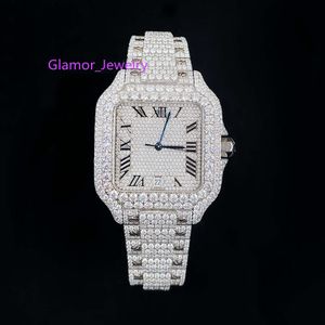 Luxo personalizado iced out vvs 1/vs1 gra certificado resposta cravejado moissanite diamante buss para baixo hiphop jóias relógio passar tester