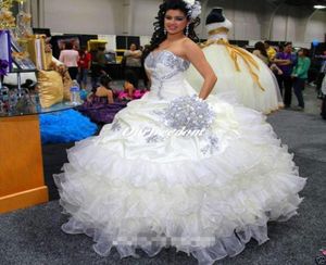 Luxe Custom Stuffing Crystal Princess Quinceanera Dresses Ball Jurk Ruffled Long Girls Pageant Jurk Custom Made2627456