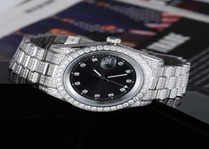 Luxury CZ Diamond Iced Out Gold plaqué Stainls Steel Quartz Men Wrist Watch4825027