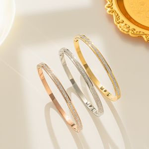 Brazalete de lujo CZ Micro Pave, pulsera chapada en oro y plata, regalo para mujer, joyería de acero inoxidable