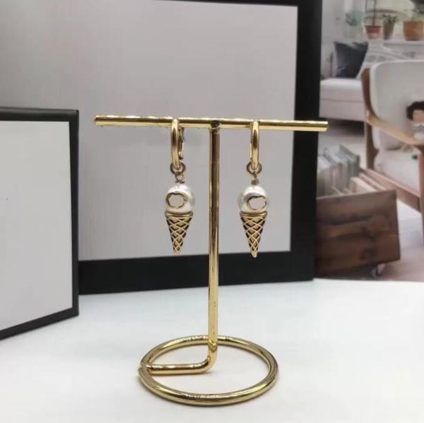 Pendientes colgantes de lujo de diseñador, pendientes de gota de helado, aretes orecchini para mujeres, amantes de la fiesta, regalo, joyería