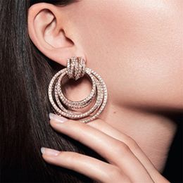 Luxury Dangle Earring Micro Pave Aaaaa Circon 925 Sterling Silver Fine Party Boded Drop Pendientes para mujeres Regalo de joyería nupcial 218Q