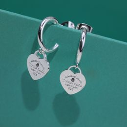 Boucles d'oreilles de luxe marque Designer 18 carats plaqué or blanc coeur charme rond cercle boucles d'oreilles avec boîte pour femmes bijoux