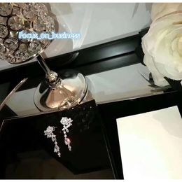 Boucles d'oreilles de luxe en cuivre blanc, cristal complet, marque de styliste, fleur de Rose, Zircon, boucles d'oreilles pour femmes, bijoux de mariée de mariage