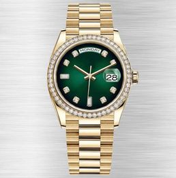 Montre de luxe Day-Date hommes montres 2813 mouvement mécanique 41mm en acier inoxydable mode diamant montres saphir étanche or vert montres montre de luxe