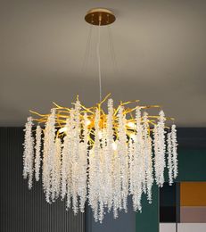 Lustre de branche d'or d'éclairage d'intérieur de déco de luxe a mené des lumières pendantes dinant la lampe accrochante G9 a mené le cristal de lustre