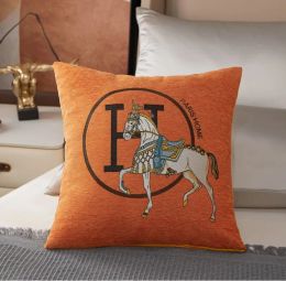 Funda de almohada decorativa de lujo para sala de estar, funda de cojín para sofá, funda de cojín con caballo bordado, funda de almohada cuadrada