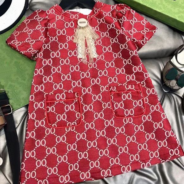 Vestidos de bebé de diseño de lujo, faldas de algodón de color rojo para bebés, vestidos de manga corta y sin mangas para niñas, ropa para niños