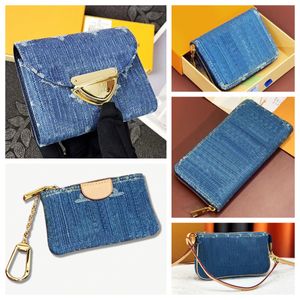 Billeteras de tela de mezclilla de lujo diseñador zippy monedero para hombres para mujeres billetera de estilo largo bolso