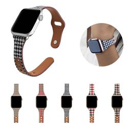 Luxe denim plaid lederen riem voor Apple horlogebandjes 44mm 42mm 40mm 38mm sport loop horlogeband Iwatch SE 6 5 4 3 armband