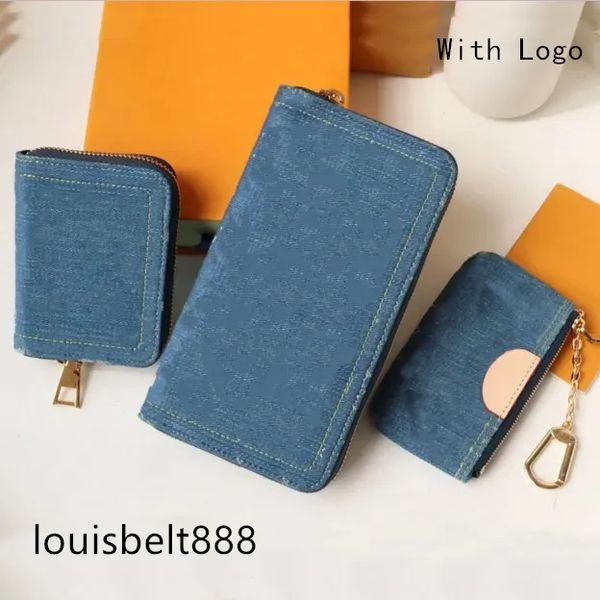 Portefeuille de portefeuille de jean de luxe Portefeuille portefeuille pour la carte à glissière pour femmes portefeuille portefeuille porte-clés Cartes de cartes de clés portefeuilles portefeuilles Long Wallet Mahjong Sac avec étui en gros