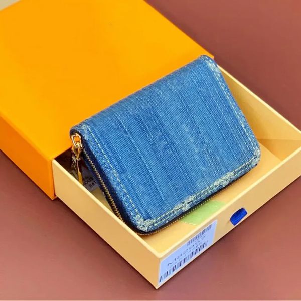 Luxury Denim Willet Designer Billetera para hombres y mujeres Mini billetera de la cremallera Mini billeteras de monedas Tarjetas del soporte del soporte del titular de la llave con el caso al por mayor 888