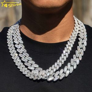 Luxe ontwerp 18 mm Moissanite Jewelry 925 Sterling Silver Hip Hop Iced Out Baguette Diamond VVS Cuban Link ChainDesigner sieraden