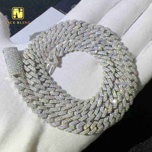 Luxe ontwerp 2 rij zilveren Cubaanse ketting Moissanite Diamond Chain 8mm mannen vrouwen hangdoek ketting armband hiphop sieraden