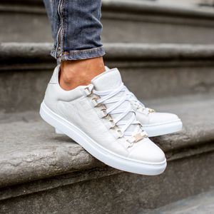 Luxe design casual schoenen heren sneaker arena lage top zwarte rimpel lederen dress party bruiloft trainers maat 38-46 met doos