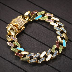 Chaînes de conception de luxe Miami cubain Bling Iced Out Crystal Diamond Bracelet pour hommes avec chaîne à maillons Bracelets pour hommes Bijoux Hip Hop