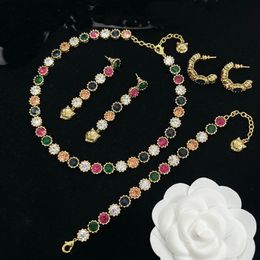 design de luxe pierres précieuses colorées incrustées de style palais mode rétro polyvalent haut de gamme tête de tigre colliers chaîne colliers bracelet boucles d'oreilles pour femmes bijoux CGS11 -01