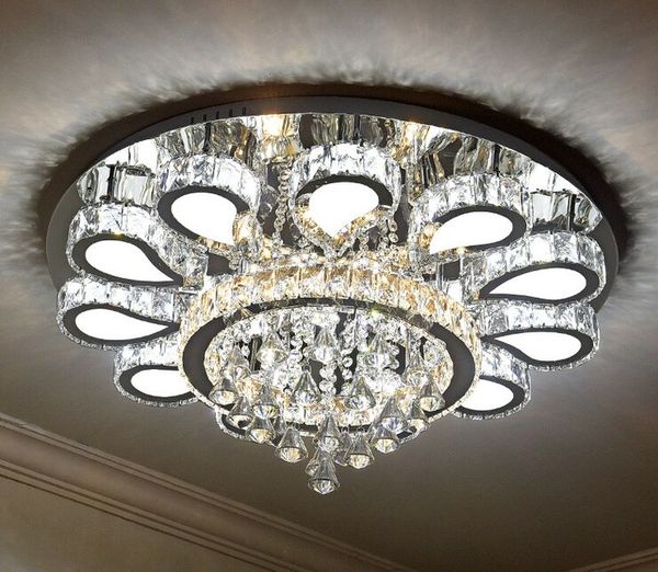 Lustre en cristal design de luxe éclairage plafonniers ronds modernes à LED lampe de salon expédition rapide MYY