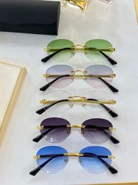 Luxe design-ct zonnebril unisex gradiënt randloze zonnebril UV400 54-18-145 ronde-ovale lens pure titanium vrouwen mannen bril brillen occhiali full-set case
