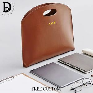 Luxury Design Inities personnalisées Sac d'ordinateur portable Office Business Office grande capacité Pu En cuir Misportation femme Fashion Slim Notebook Handbag 240524