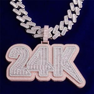 Luxe ontwerp op maat gemaakte naam twee lagen Iced Out nummer hanger hiphop sieraden