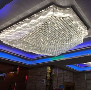 Diseño de lujo vestíbulo del hotel grandes lámparas de cristal techo LED luz AC110V 220V lustres proyecto iluminación interior LLFA