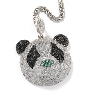 Luxe ontwerp ins stijl dier panda hanger ketting volledige zirkonia micro pave heren geschenk sieraden