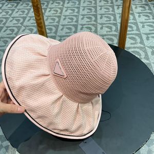 Luxe design gebreide vissershoed met grote boogbassin hoed ademende stoffen hoed dames buiten zonneschoenen hoed met zonbescherming
