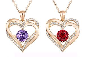 Colliers avec pendentif en forme de cœur d'amour au design de luxe avec pierre de naissance en zircone, cadeau d'anniversaire pour la fête des mères, bijoux pour femme, épouse, maman, petite amie, filles