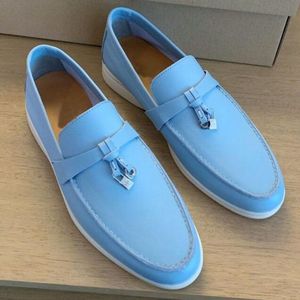 Zapatos de diseñador de lujo Charms Embellecido Walk Suede Loro.piana Mocasines Pareja Hombre Cuero Casual resbalón en pisos para Hombres Mujeres Deportes Zapato de vestir 36-46 CAJA