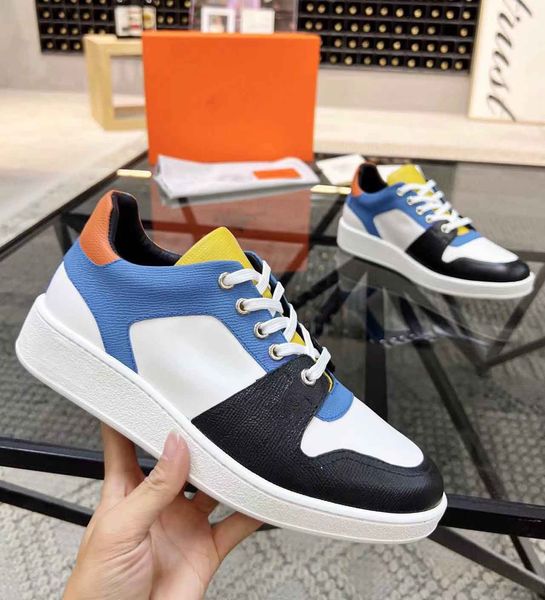 Diseño de lujo, zapatos deportivos de estilo libre para hombres, suela de goma naranja, piel de cabra, cómodo monopatín bajo para caminar EU 38-46