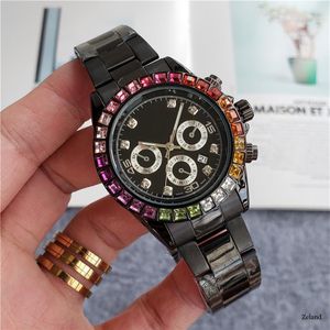 Luxe ontwerp heren sport horloge kleur boortafel ring maat 40 mm vouwen gesp multifunctionele mechanische beweging281t 281T