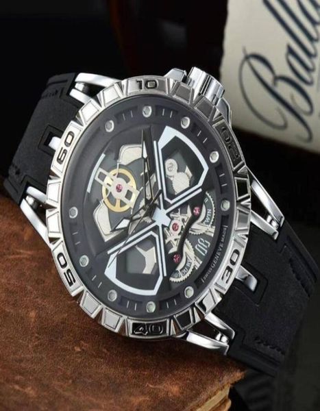 Men de diseño de lujo mira grande dial suiza Ginebra para hombres relojes de la marca de cuarzo de cuarzo excalibur spider modelo rojo azul negro de pulsera de pulsera deportiva 9701172