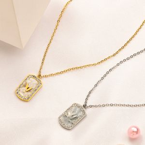 Collier Design de luxe Plaqué Or 18K Marque Colliers en Acier Inoxydable Chaîne Ras du Cou Cristal Lettre Pendentif Femmes Bijoux de Mariage Accessoires Amour Cadeaux MM1951