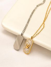 Collier de conception de luxe cristal plaqué or 18 carats colliers en acier inoxydable chaîne ras du cou lettre pendentif mode femmes bijoux de mariage1914446
