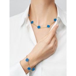 Luxe ontwerp populaire dubbelzijdige klaver hanger ketting armband ontwerpers 18K vergulde roestvrijstalen sieraden voor cadeau