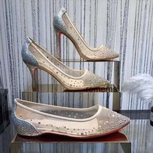 Diseño de lujo, popular, nueva moda, tacones altos para mujer, conjunto de malla, zapatos de fiesta con diamantes, adecuados para ocasiones como banquetes, ceremonias, bodas, etc. Zapatos de fábrica