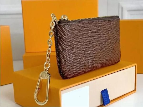Monederos con llave portátil de diseño de lujo, monedero de cuero genuino, bolso de cadena clásico para hombre/mujer con bolsa para el polvo y billeteras con caja 62650