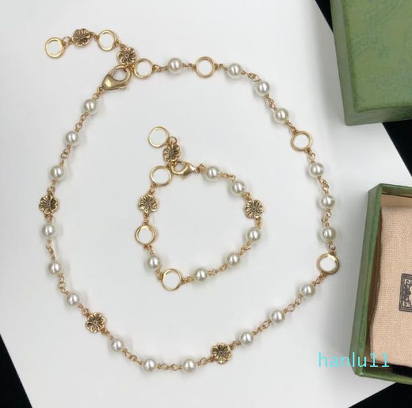 Produits de luxe-Design collier en laiton pour femme alliage colliers qualité 18k or perle Bracelet mode bijoux approvisionnement