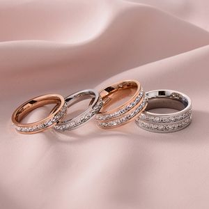 Luxe Design Rose Vergulde Micro Pave Rvs Ring Ring Dames Gift Engagement Rings Sieraden