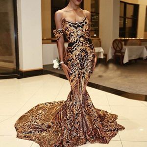 Design de luxe sud-africain filles noires robes de bal 2019 sirène hors épaule robes de soirée sur mesure filles robes de reconstitution historique