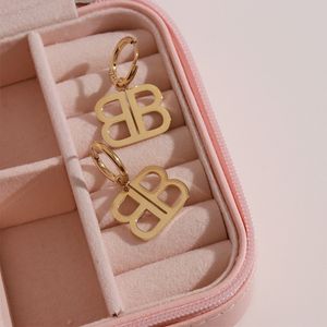 Design de luxe en acier inoxydable lettre BB boucle d'oreille mignon en acier inoxydable boucles d'oreilles bijoux pour les femmes