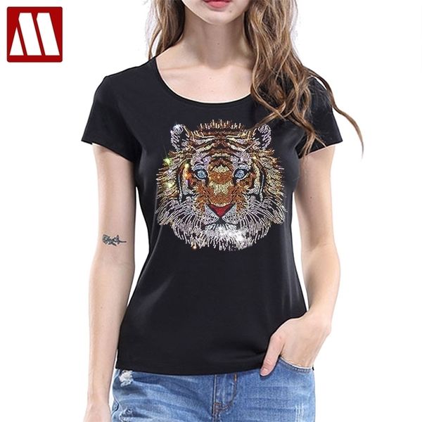 Camiseta de diseño de lujo para mujer, camisetas de manga corta de algodón, camisetas de verano para mujer con diamantes de tigre Harajuku, camisetas para mujer 220328